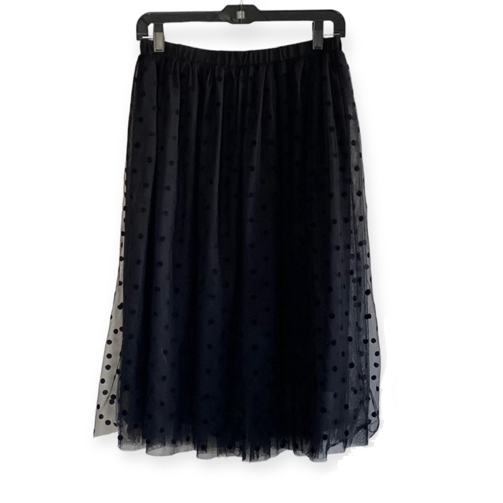 Banana Republic Black Polka Dot Layered Mesh Skirt XS